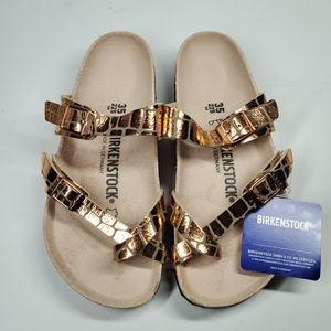 New Birkenstock Mayari Gator Gleam Copper Sandals